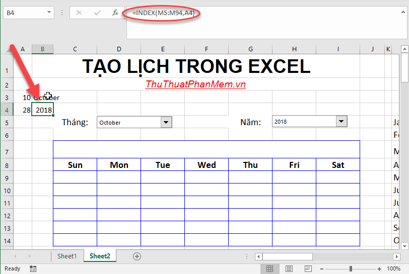 Create a calendar in Excel Picture 20