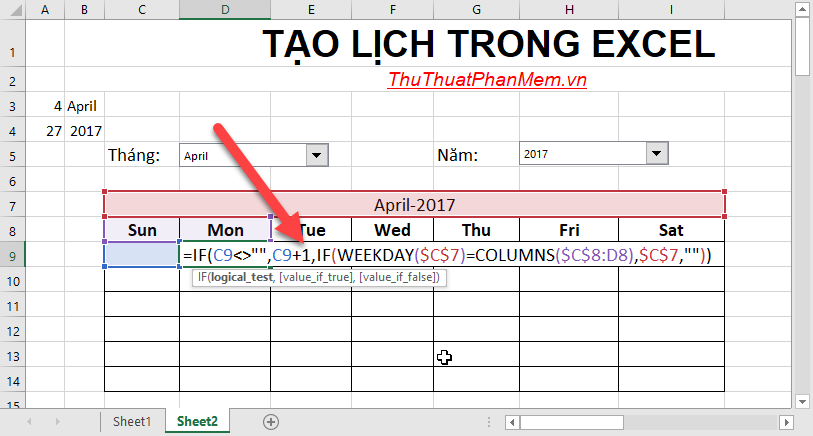Create a calendar in Excel Picture 24