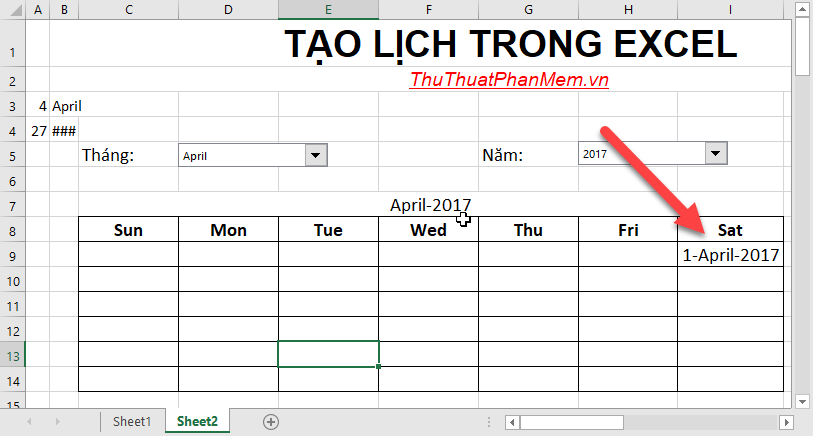 Create a calendar in Excel Picture 25