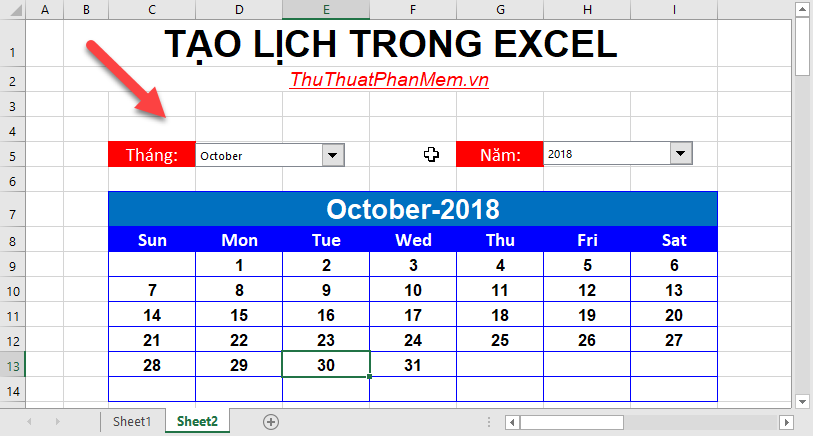 Create a calendar in Excel Picture 31
