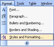 Create a new heading in Office 2003 Picture 1