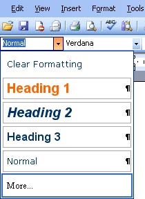 Create a new heading in Office 2003 Picture 2