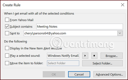 Create a Rule to move and store email to another folder in Outlook Picture 2