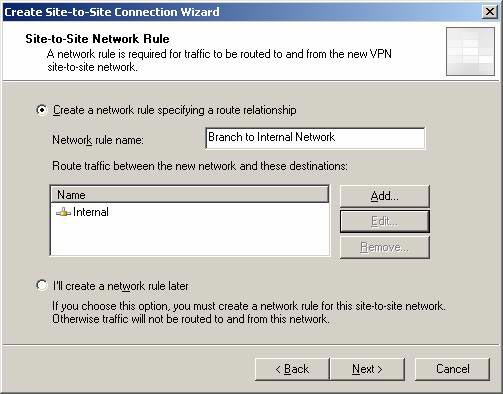 Create a Site-to-site VPN on ISA 2006 (Part 4) Picture 14