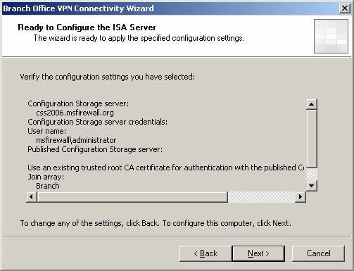 Create a Site-to-site VPN on ISA 2006 (Part 5) Picture 39