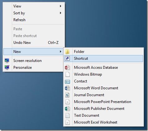 Create all shortcut programs on Windows 8 Desktop screen Picture 1