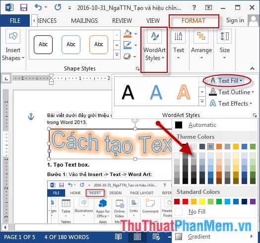 Create and edit Text boxes in Word Picture 7