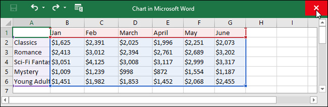 Create and insert Word 2016 charts Picture 5