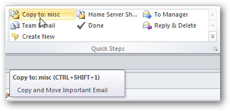Create and manage Quick Steps in Outlook 2010 Picture 11