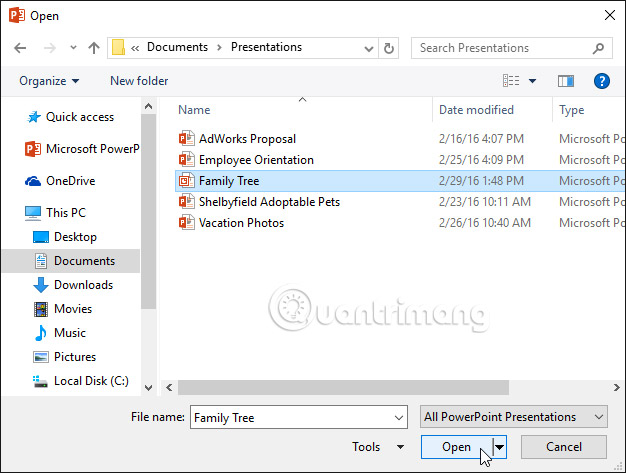 Create and open presentations in PowerPoint 2016 Picture 8