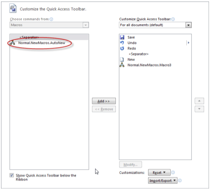 Create and use automated macros in Word 2010 Picture 4