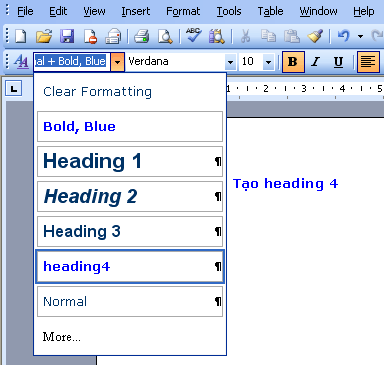 how to create table of contents in word 2003