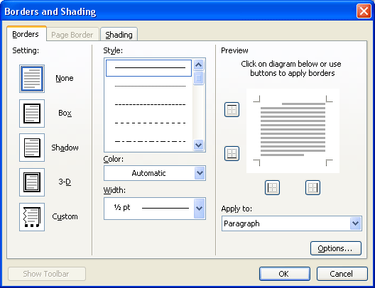 create text box in word 2003