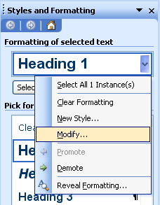 Create automatic table of contents in Word 2003 Picture 7