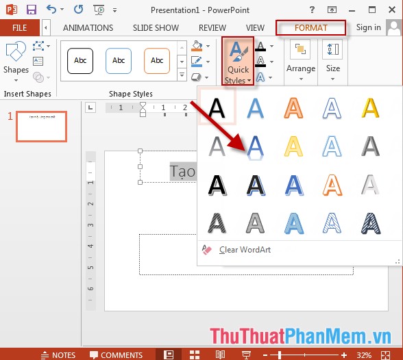 Create effects for text in PowerPoint Picture 1