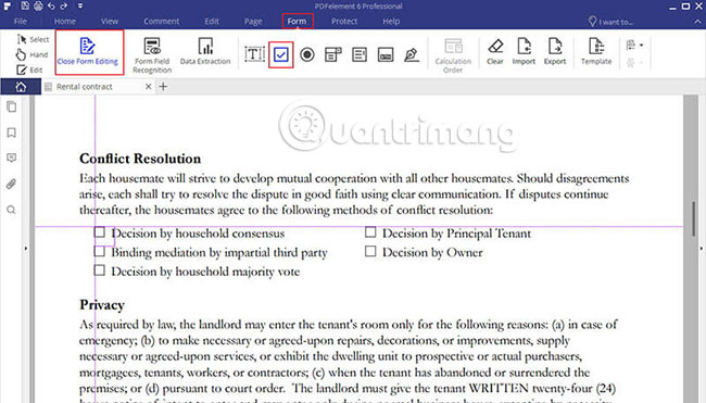 Create forms that can be filled in Word Picture 6
