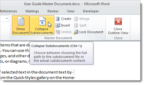 Create Master Document in Word 2010 from many Word files Picture 16