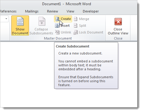 Create Master Document in Word 2010 from many Word files Picture 5