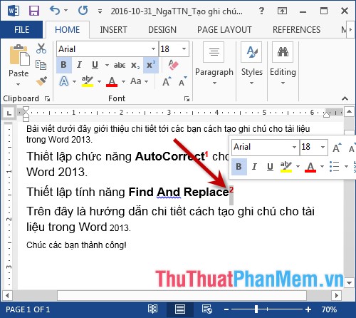 Create notes for documents in Word Picture 8