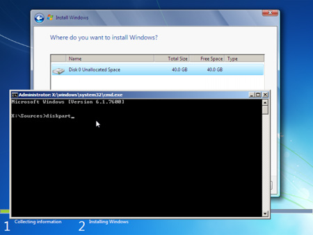 Picture 9 of Create partition during Windows 7 installation process