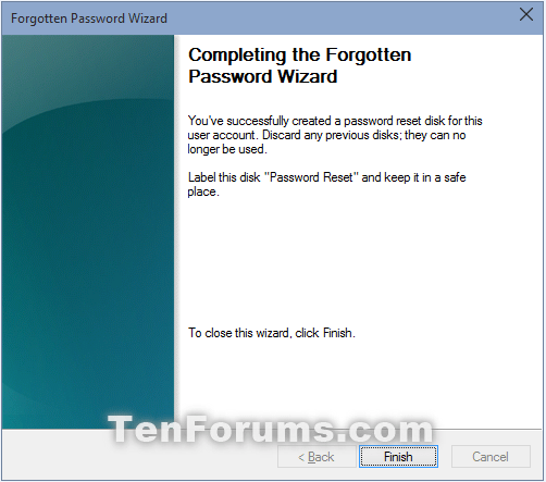Create Password Reset Disk with USB Flash Drive on Windows 10 Picture 9