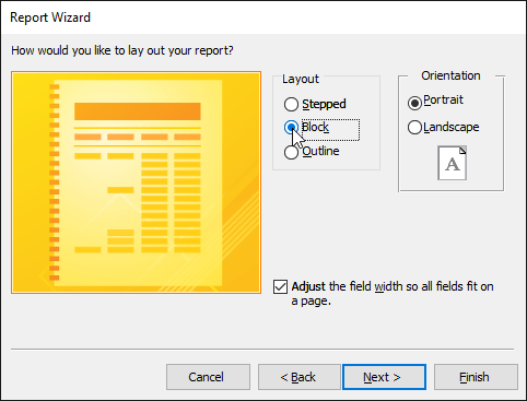Create reports in Access 2016 and use advanced reporting options Picture 20