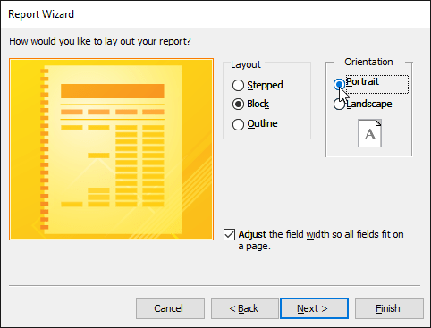 Create reports in Access 2016 and use advanced reporting options Picture 21