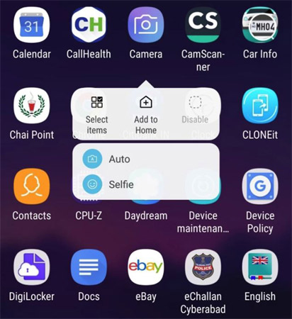 Create shortcuts for front and back cameras on Galaxy S9 Picture 1