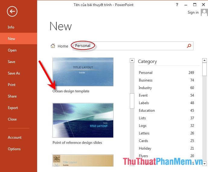 Create slides from a template available in PowerPoint Picture 2