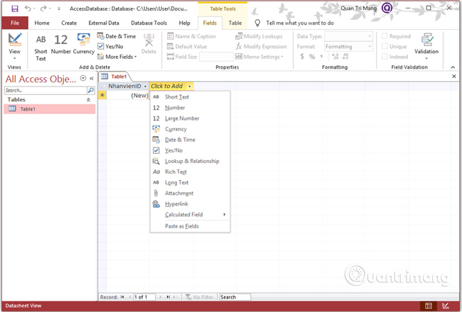 Create Table (Table) in Access 2016 Picture 6
