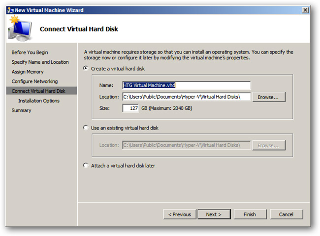 Create virtual machines in Hyper-V on Windows Server 2008 Picture 6