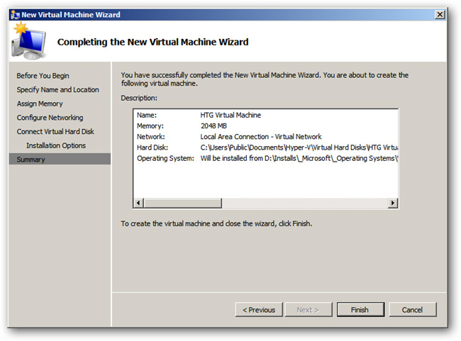 Create virtual machines in Hyper-V on Windows Server 2008 Picture 8