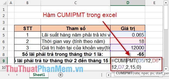 CUMIPMT function - The function of calculating accrued interest in Excel Picture 4