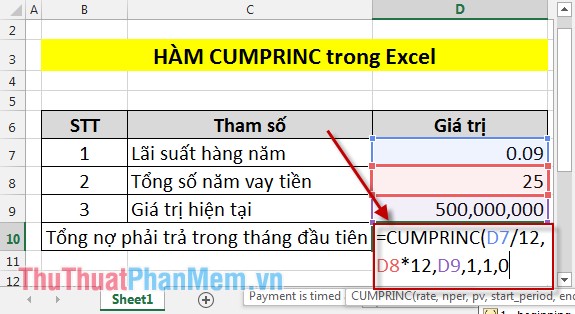 CUMPRINC function - The function calculates the cumulative capital amount payable in Excel Picture 2