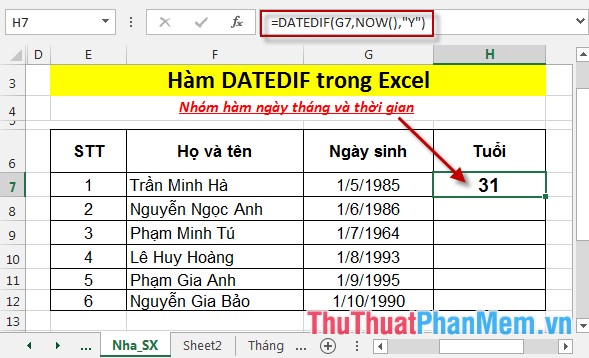 DATEDIF function - The function calculates the number of days, months, years between 2 dates in Excel Picture 8