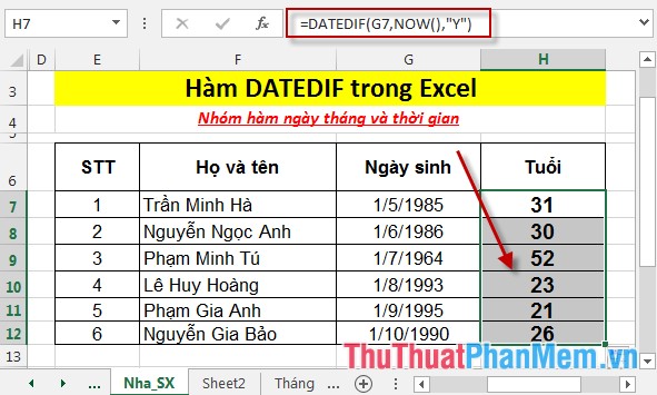 DATEDIF function - The function calculates the number of days, months, years between 2 dates in Excel Picture 9