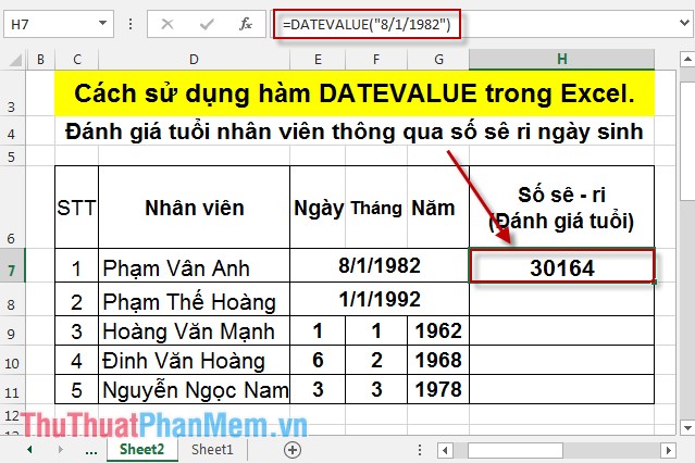 DATEVALUE function - The function converts dates into numbers in Excel Picture 4