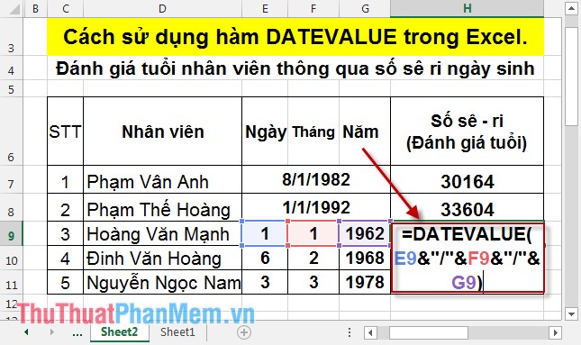 DATEVALUE function - The function converts dates into numbers in Excel Picture 7