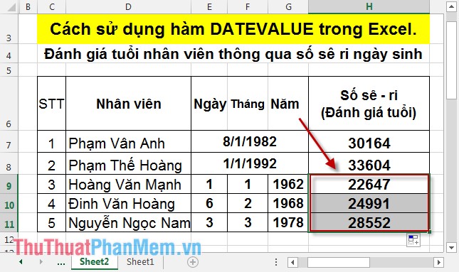DATEVALUE function - The function converts dates into numbers in Excel Picture 9