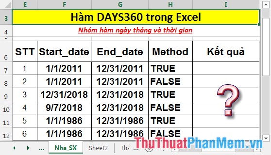 DAYS360 function - The function returns the number of days between 2 dates, based on 360 days in Excel Picture 2