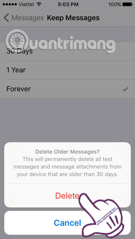 Delete automatic messages to increase memory capacity in iPhone Picture 9