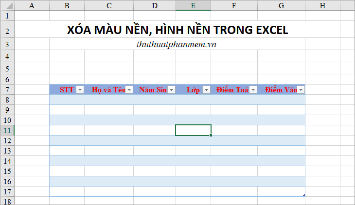 Delete background colors and backgrounds in Excel Picture 10