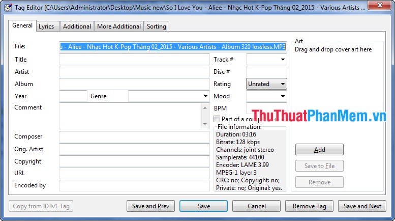 Delete photo album music files with Tag & Rename Picture 5