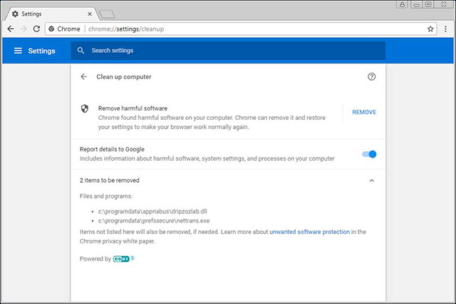 Detect and remove stealth software using Chrome with the Chrome Cleanup Tool Picture 2