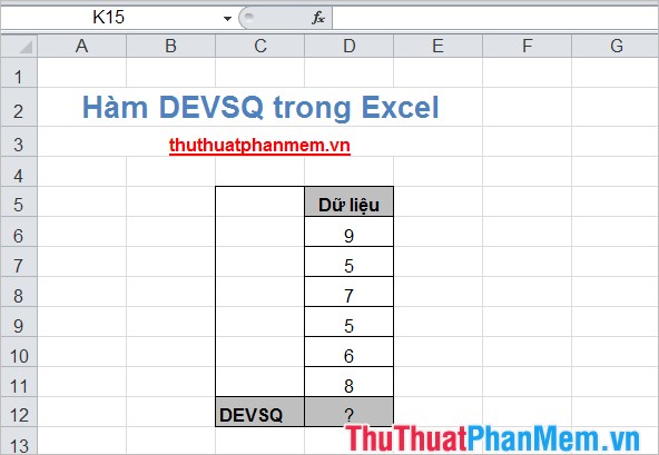 DEVSQ function in Excel The function returns the sum of squares of deviations between data points from their average Picture 3
