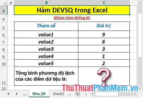 DEVSQ function - The function returns the sum of squares of deviations of data points from the sample mean in Excel Picture 2