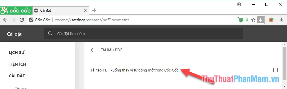 Disable automatic opening of PDF files on Coc Coc, Chrome, Edge, Firefox Picture 9