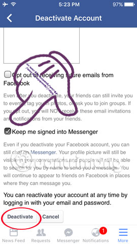 Disable Facebook but still send Messenger Picture 6