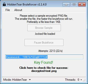 Disable malicious HiddenTear Ransomware with HT Brute Forcer Picture 6