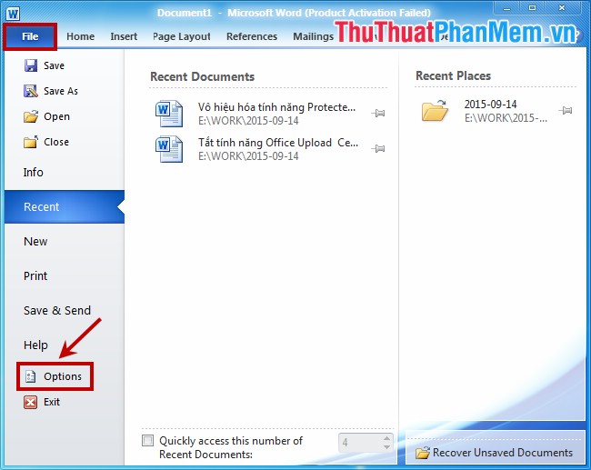Disable the Protected View feature in Word Picture 1
